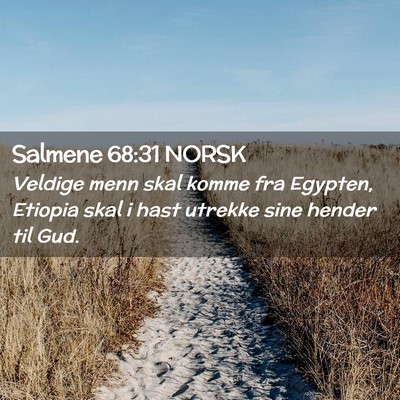 Picture 02 - Salmene 68:31 NORSK - Veldige menn skal komme fra Egypten, Etiopia skal - Bible Verse Picture
