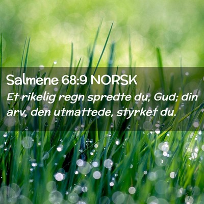Picture 02 - Salmene 68:9 NORSK - Et rikelig regn spredte du, Gud; din arv, den - Bible Verse Picture