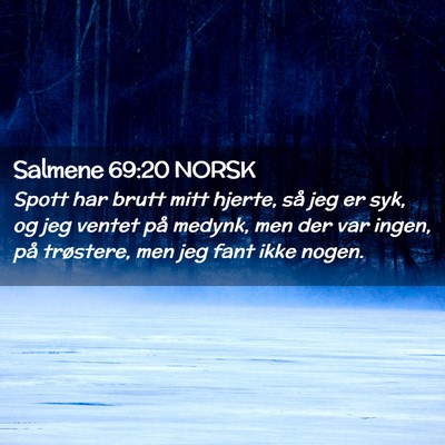 Picture 02 - Salmene 69:20 NORSK - Spott har brutt mitt hjerte, så jeg er syk, og - Bible Verse Picture