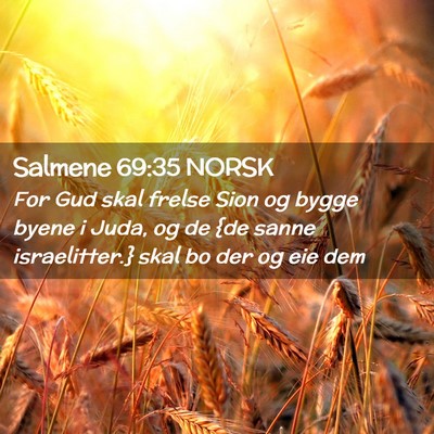 Picture 02 - Salmene 69:35 NORSK - For Gud skal frelse Sion og bygge byene i Juda, - Bible Verse Picture