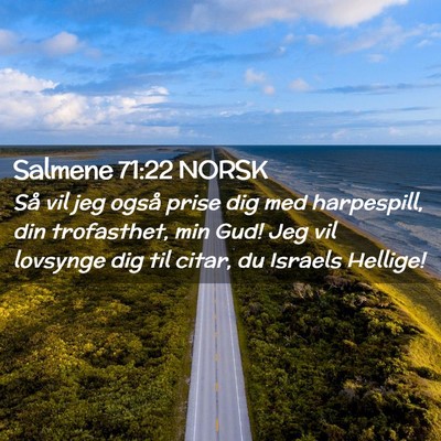 Picture 02 - Salmene 71:22 NORSK - Så vil jeg også prise dig med harpespill, din - Bible Verse Picture