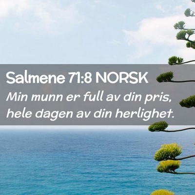 Picture 02 - Salmene 71:8 NORSK - Min munn er full av din pris, hele dagen av din - Bible Verse Picture