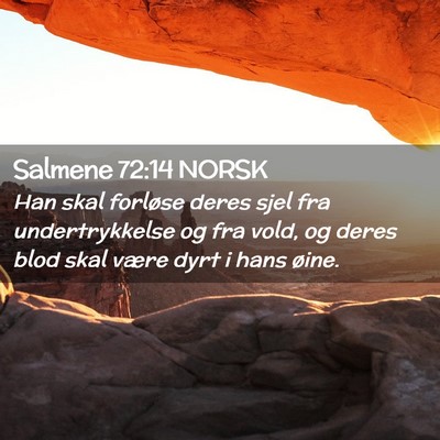 Picture 02 - Salmene 72:14 NORSK - Han skal forløse deres sjel fra undertrykkelse - Bible Verse Picture