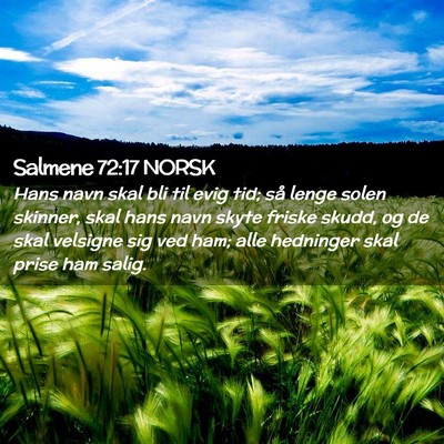 Picture 02 - Salmene 72:17 NORSK - Hans navn skal bli til evig tid; så lenge solen - Bible Verse Picture