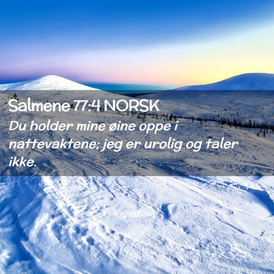 Picture 02 - Salmene 77:4 NORSK - Du holder mine øine oppe i nattevaktene; jeg er - Bible Verse Picture