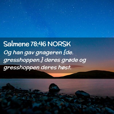 Picture 02 - Salmene 78:46 NORSK - Og han gav gnageren {de. gresshoppen.} deres - Bible Verse Picture