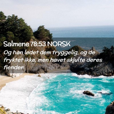Picture 02 - Salmene 78:53 NORSK - Og han ledet dem tryggelig, og de fryktet ikke, - Bible Verse Picture