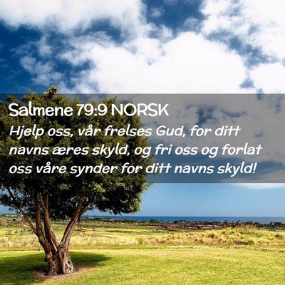 Picture 02 - Salmene 79:9 NORSK - Hjelp oss, vår frelses Gud, for ditt navns æres - Bible Verse Picture