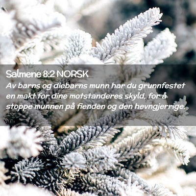 Picture 02 - Salmene 8:2 NORSK - Av barns og diebarns munn har du grunnfestet en - Bible Verse Picture