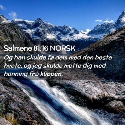 Picture 02 - Salmene 81:16 NORSK - Og han skulde fø dem med den beste hvete, og jeg - Bible Verse Picture