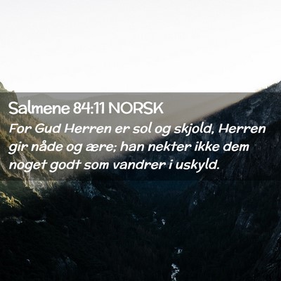 Picture 02 - Salmene 84:11 NORSK - For Gud Herren er sol og skjold, Herren gir nåde - Bible Verse Picture