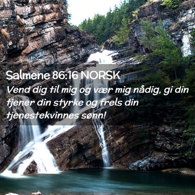 Picture 02 - Salmene 86:16 NORSK - Vend dig til mig og vær mig nådig, gi din - Bible Verse Picture