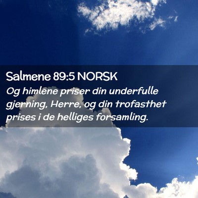 Picture 02 - Salmene 89:5 NORSK - Og himlene priser din underfulle gjerning, Herre, - Bible Verse Picture