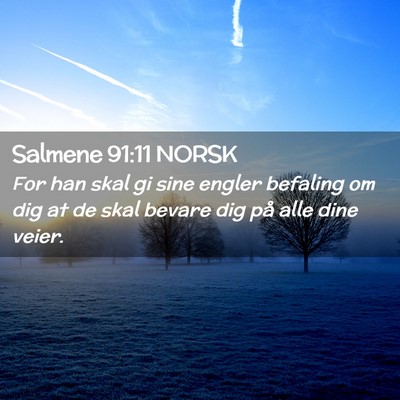 Picture 02 - Salmene 91:11 NORSK - For han skal gi sine engler befaling om dig at de - Bible Verse Picture
