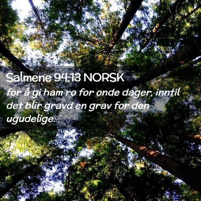 Picture 02 - Salmene 94:13 NORSK - for å gi ham ro for onde dager, inntil det blir - Bible Verse Picture