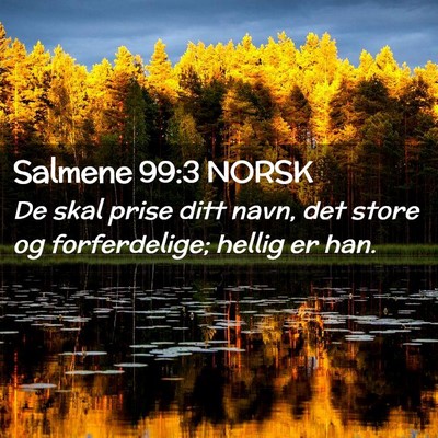 Picture 02 - Salmene 99:3 NORSK - De skal prise ditt navn, det store og - Bible Verse Picture