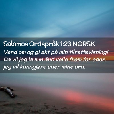 Picture 02 - Salomos Ordspråk 1:23 NORSK - Vend om og gi akt på min tilrettevisning! Da vil - Bible Verse Picture