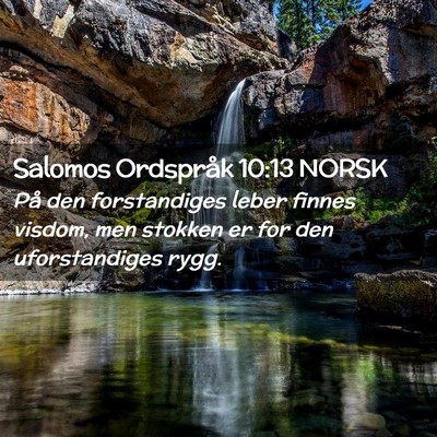 Picture 02 - Salomos Ordspråk 10:13 NORSK - På den forstandiges leber finnes visdom, men - Bible Verse Picture
