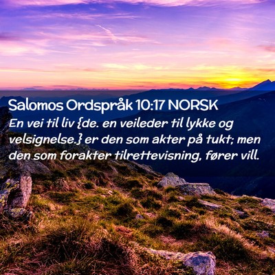 Picture 02 - Salomos Ordspråk 10:17 NORSK - En vei til liv {de. en veileder til lykke og - Bible Verse Picture