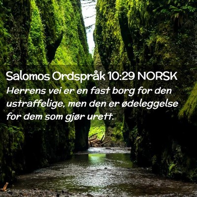 Picture 02 - Salomos Ordspråk 10:29 NORSK - Herrens vei er en fast borg for den ustraffelige, - Bible Verse Picture