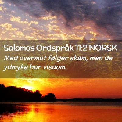Picture 02 - Salomos Ordspråk 11:2 NORSK - Med overmot følger skam, men de ydmyke har - Bible Verse Picture
