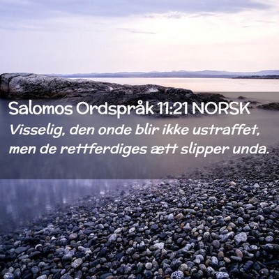 Picture 02 - Salomos Ordspråk 11:21 NORSK - Visselig, den onde blir ikke ustraffet, men de - Bible Verse Picture