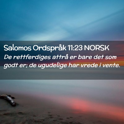 Picture 02 - Salomos Ordspråk 11:23 NORSK - De rettferdiges attrå er bare det som godt er; - Bible Verse Picture