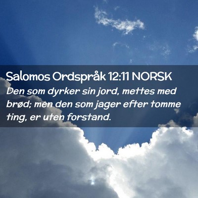 Picture 02 - Salomos Ordspråk 12:11 NORSK - Den som dyrker sin jord, mettes med brød; men - Bible Verse Picture