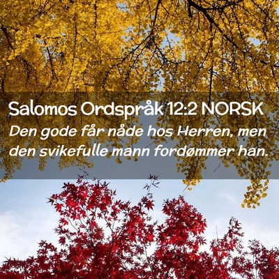 Picture 02 - Salomos Ordspråk 12:2 NORSK - Den gode får nåde hos Herren, men den - Bible Verse Picture