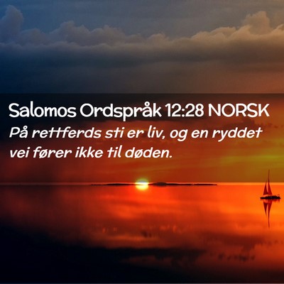 Picture 02 - Salomos Ordspråk 12:28 NORSK - På rettferds sti er liv, og en ryddet vei fører - Bible Verse Picture