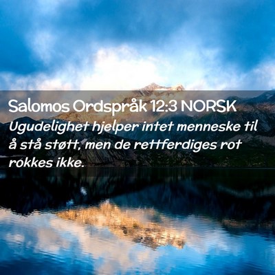 Picture 02 - Salomos Ordspråk 12:3 NORSK - Ugudelighet hjelper intet menneske til å stå - Bible Verse Picture