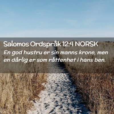 Picture 02 - Salomos Ordspråk 12:4 NORSK - En god hustru er sin manns krone, men en dårlig - Bible Verse Picture