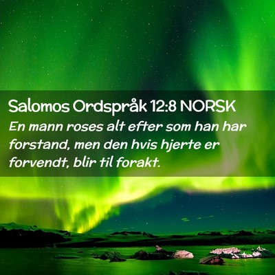 Picture 02 - Salomos Ordspråk 12:8 NORSK - En mann roses alt efter som han har forstand, men - Bible Verse Picture