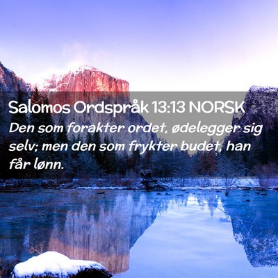 Picture 02 - Salomos Ordspråk 13:13 NORSK - Den som forakter ordet, ødelegger sig selv; men - Bible Verse Picture