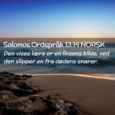 Picture 02 - Salomos Ordspråk 13:14 NORSK - Den vises lære er en livsens kilde, ved den - Bible Verse Picture