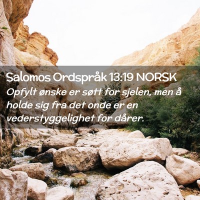 Picture 02 - Salomos Ordspråk 13:19 NORSK - Opfylt ønske er søtt for sjelen, men å holde - Bible Verse Picture