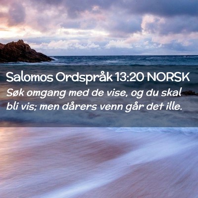 Picture 02 - Salomos Ordspråk 13:20 NORSK - Søk omgang med de vise, og du skal bli vis; men - Bible Verse Picture