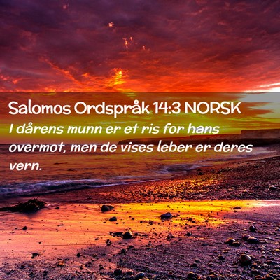 Picture 02 - Salomos Ordspråk 14:3 NORSK - I dårens munn er et ris for hans overmot, men de - Bible Verse Picture