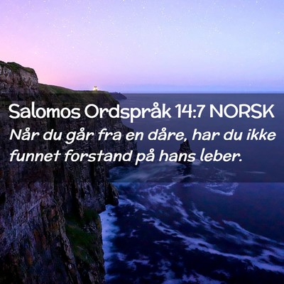 Picture 02 - Salomos Ordspråk 14:7 NORSK - Når du går fra en dåre, har du ikke funnet - Bible Verse Picture