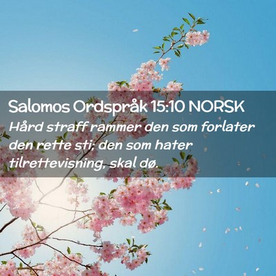 Picture 02 - Salomos Ordspråk 15:10 NORSK - Hård straff rammer den som forlater den rette - Bible Verse Picture