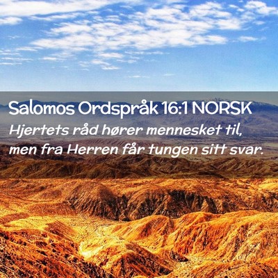 Picture 02 - Salomos Ordspråk 16:1 NORSK - Hjertets råd hører mennesket til, men fra - Bible Verse Picture