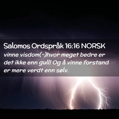 Picture 02 - Salomos Ordspråk 16:16 NORSK - vinne visdom(-)hvor meget bedre er det ikke enn - Bible Verse Picture