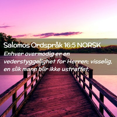 Picture 02 - Salomos Ordspråk 16:5 NORSK - Enhver overmodig er en vederstyggelighet for - Bible Verse Picture
