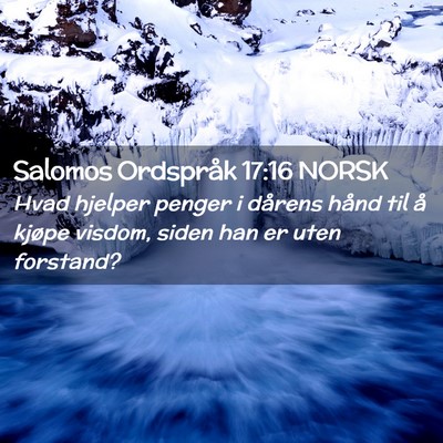 Picture 02 - Salomos Ordspråk 17:16 NORSK - Hvad hjelper penger i dårens hånd til å kjøpe - Bible Verse Picture