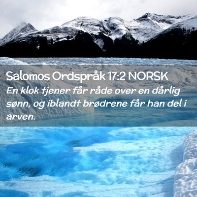Picture 02 - Salomos Ordspråk 17:2 NORSK - En klok tjener får råde over en dårlig sønn, - Bible Verse Picture