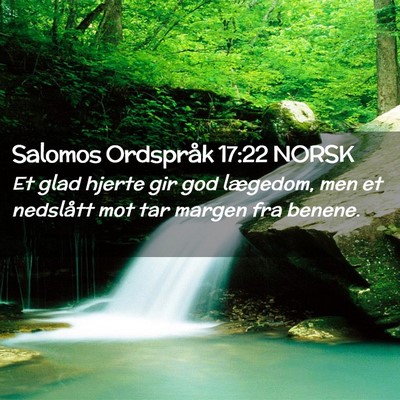 Picture 02 - Salomos Ordspråk 17:22 NORSK - Et glad hjerte gir god lægedom, men et nedslått - Bible Verse Picture