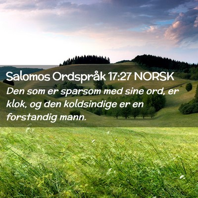 Picture 02 - Salomos Ordspråk 17:27 NORSK - Den som er sparsom med sine ord, er klok, og den - Bible Verse Picture