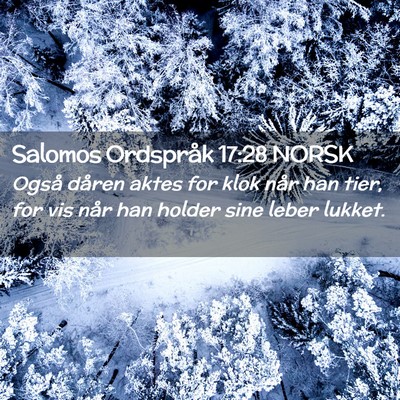 Picture 02 - Salomos Ordspråk 17:28 NORSK - Også dåren aktes for klok når han tier, for - Bible Verse Picture