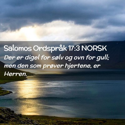 Picture 02 - Salomos Ordspråk 17:3 NORSK - Der er digel for sølv og ovn for gull; men den - Bible Verse Picture