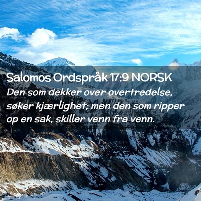 Picture 02 - Salomos Ordspråk 17:9 NORSK - Den som dekker over overtredelse, søker - Bible Verse Picture